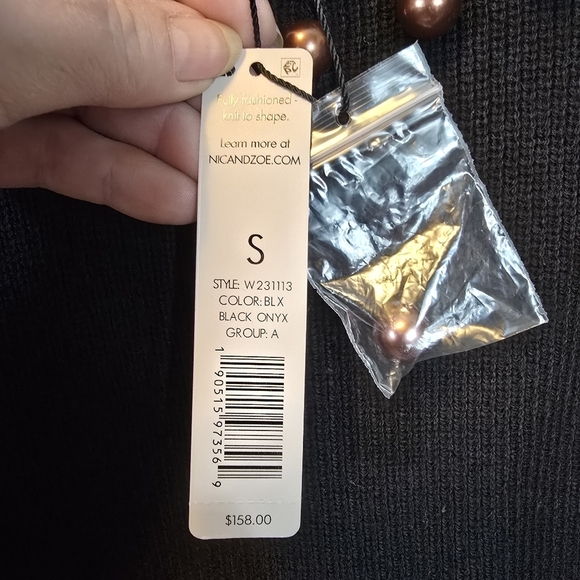 Nic + Zoe Mock Neck Statement Sleeve Twilight Sweater Black Size Small - Picture 11 of 13